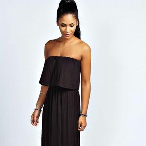 Boohoo Black Strapless Maxi Dress